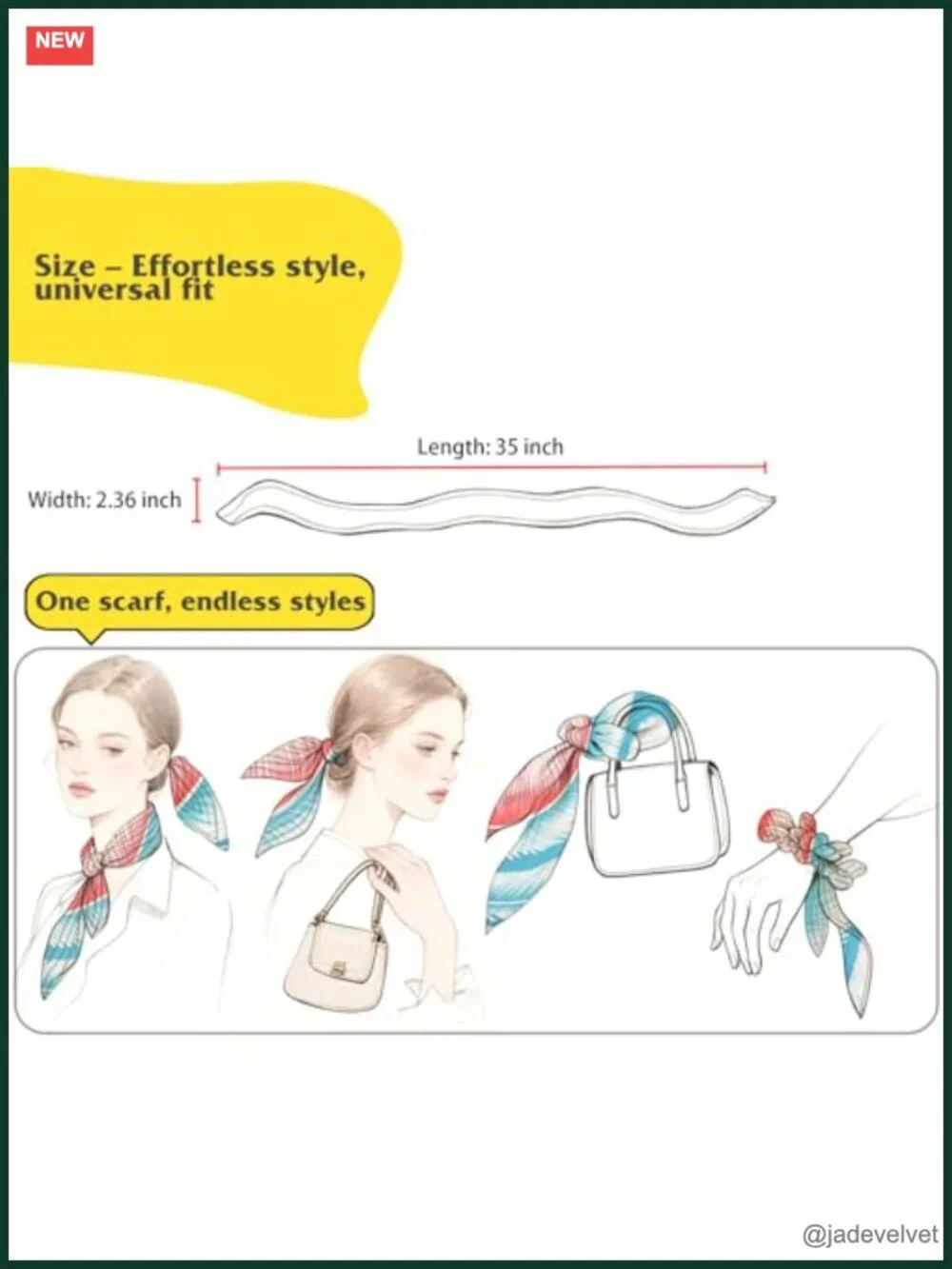40 Pcs Lightweight Silk-Like Hair Scarves, Purse & Bag Scarf Collection